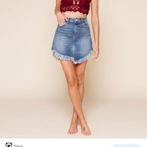 NWT Free People Bailey Frayed Indigo Denim Mini